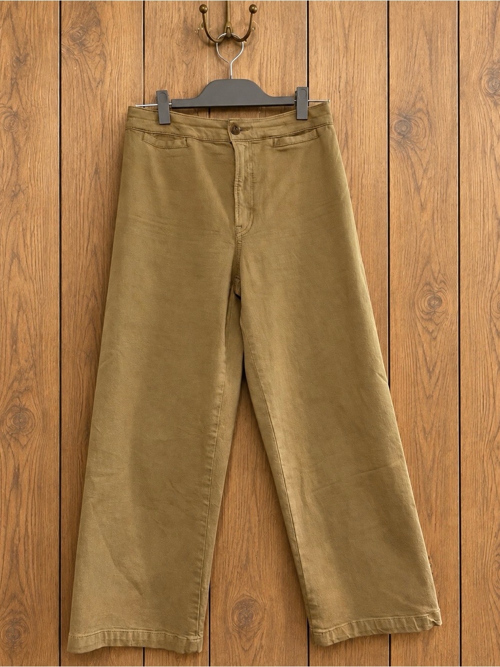 Madewell Emmett Wide-Leg Crop Pants Welt Pocket Edition size 27 Women Khaki Tan
